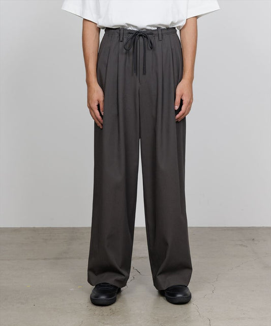  TRIPLE PLEATED EASY TROUSERS ORGANIC COTTON VOILE YARN TWILL  