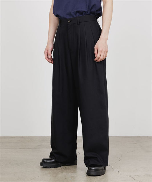  TRIPLE PLEATED WIDE TROUSERS ORGANIC COTTON SURVIVAL CLOTH  