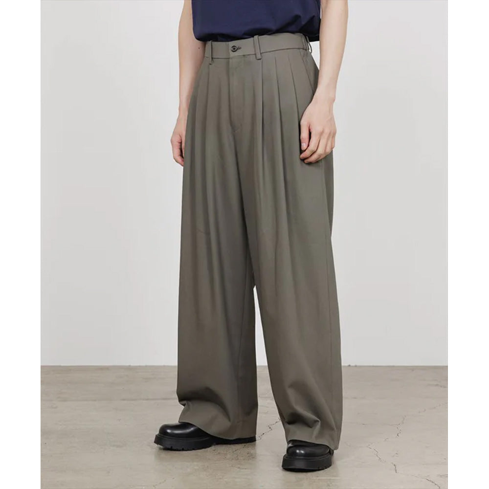 TRIPLE PLEATED WIDE TROUSERS ORGANIC COTTON SURVIVAL CLOTH