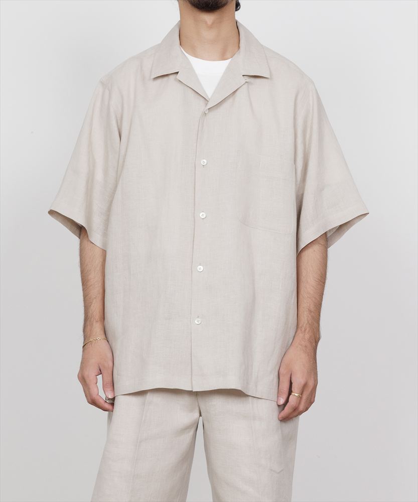OPEN COLLAR S/S SHIRT HEMP