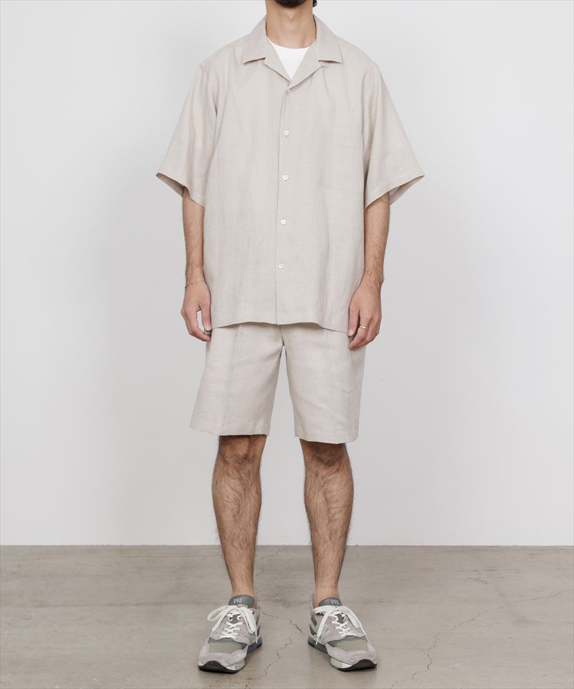 OPEN COLLAR S/S SHIRT HEMP