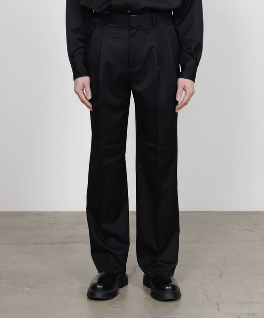  DOUBLE PLEATED STRAIGHT TROUSERS ORGANIC WOOL GABARDINE  
