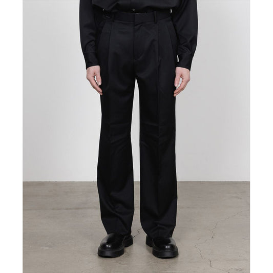  DOUBLE PLEATED STRAIGHT TROUSERS ORGANIC WOOL GABARDINE  