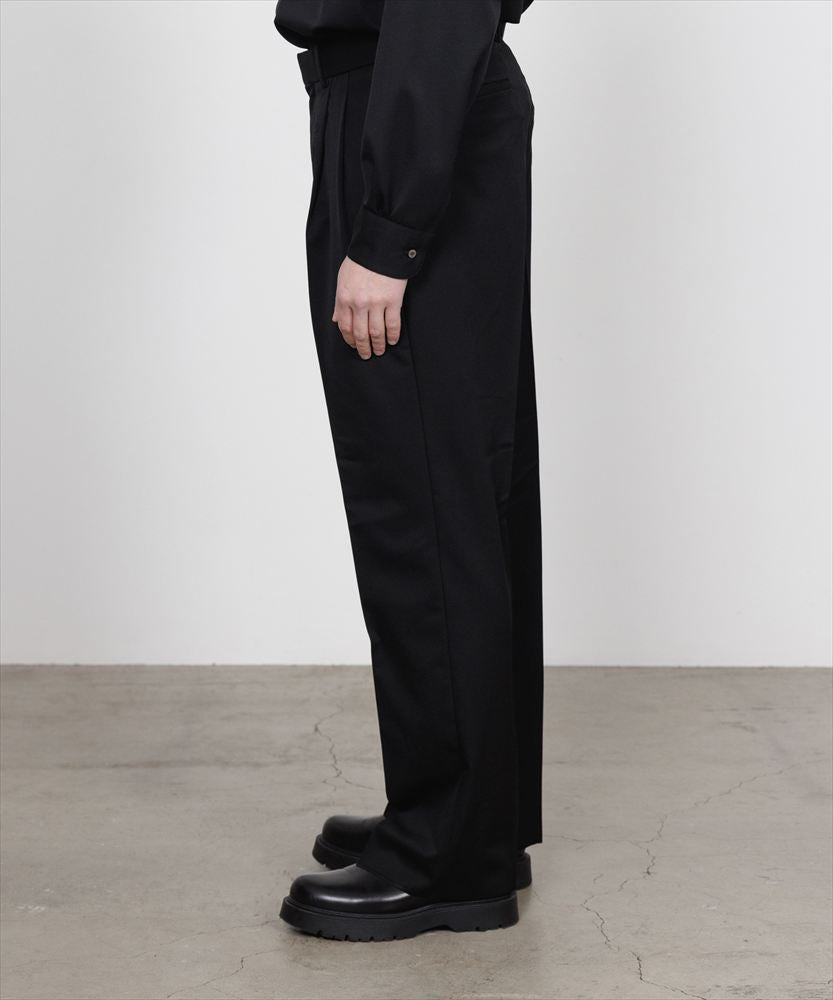 DOUBLE PLEATED STRAIGHT TROUSERS ORGANIC WOOL GABARDINE
