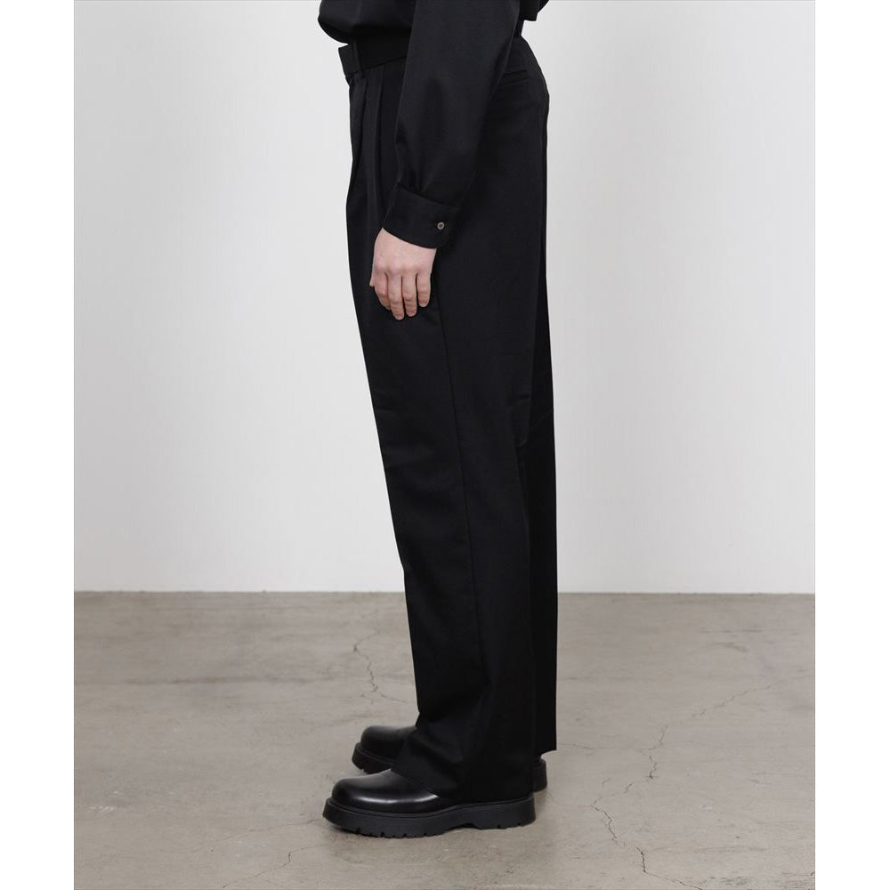DOUBLE PLEATED STRAIGHT TROUSERS ORGANIC WOOL GABARDINE