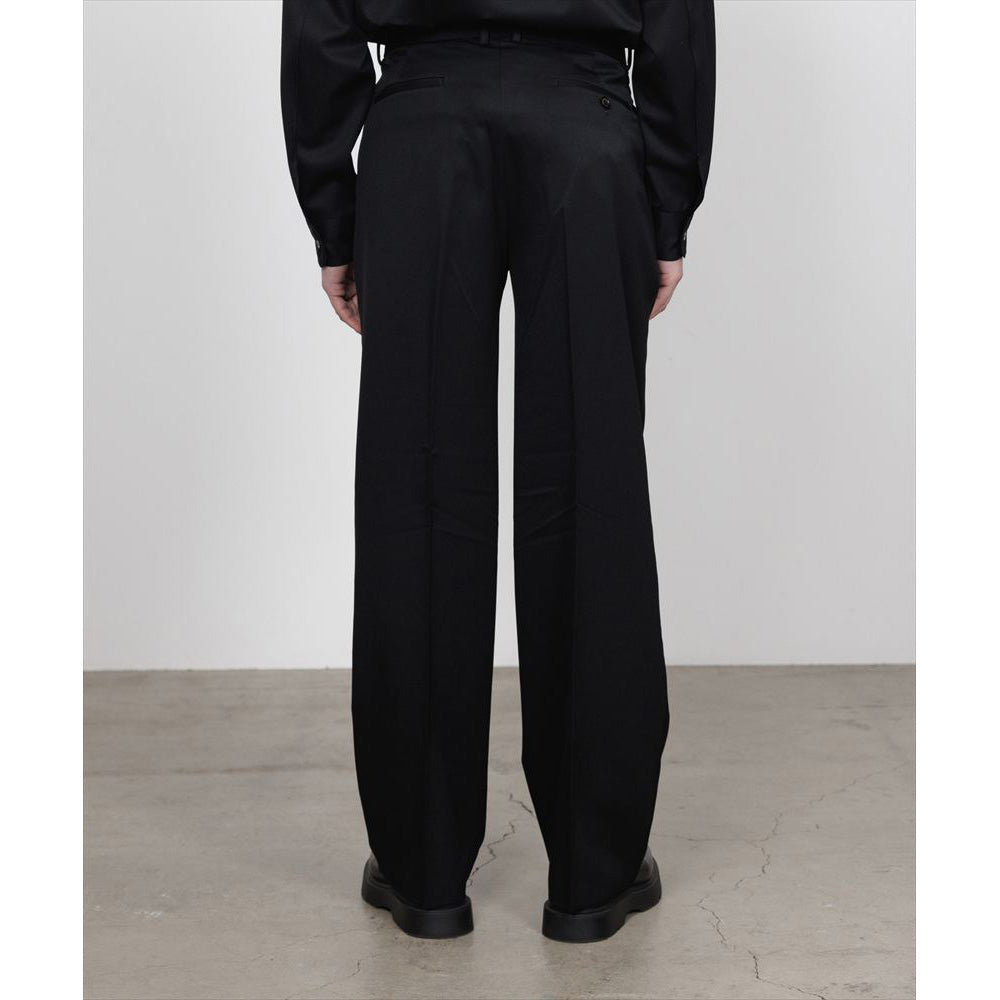 DOUBLE PLEATED STRAIGHT TROUSERS ORGANIC WOOL GABARDINE