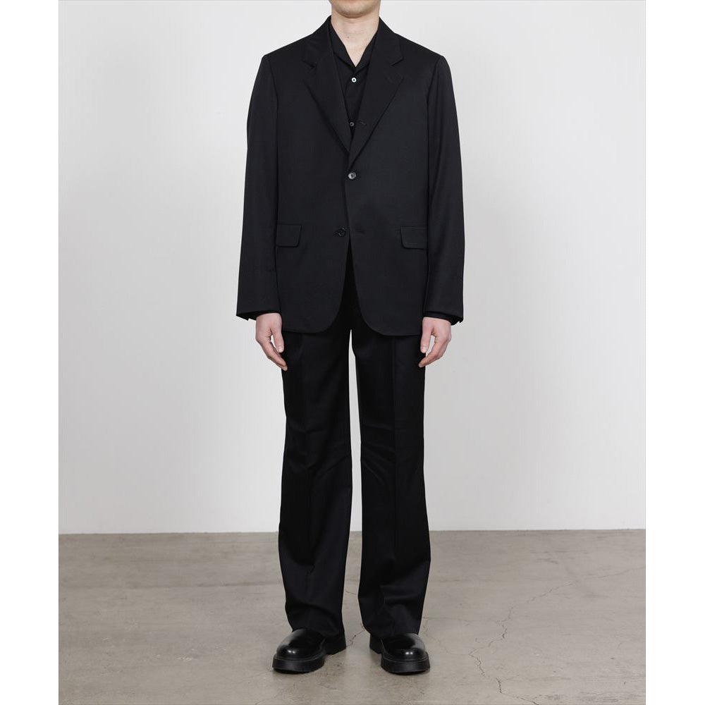 DOUBLE PLEATED STRAIGHT TROUSERS ORGANIC WOOL GABARDINE