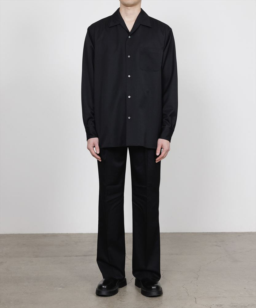 DOUBLE PLEATED STRAIGHT TROUSERS ORGANIC WOOL GABARDINE
