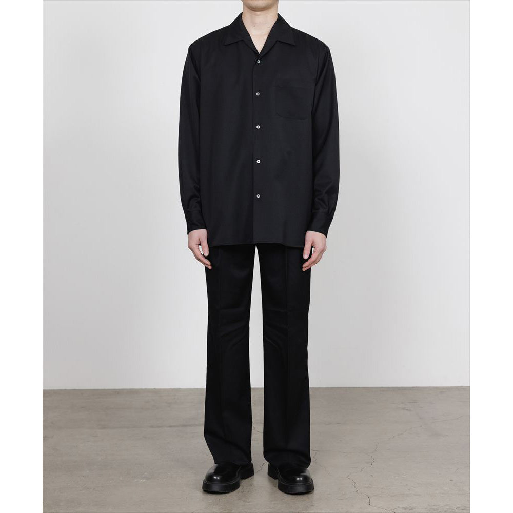 DOUBLE PLEATED STRAIGHT TROUSERS ORGANIC WOOL GABARDINE
