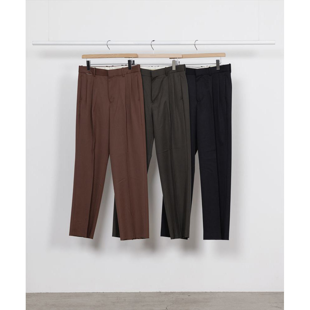 DOUBLE PLEATED STRAIGHT TROUSERS ORGANIC WOOL GABARDINE