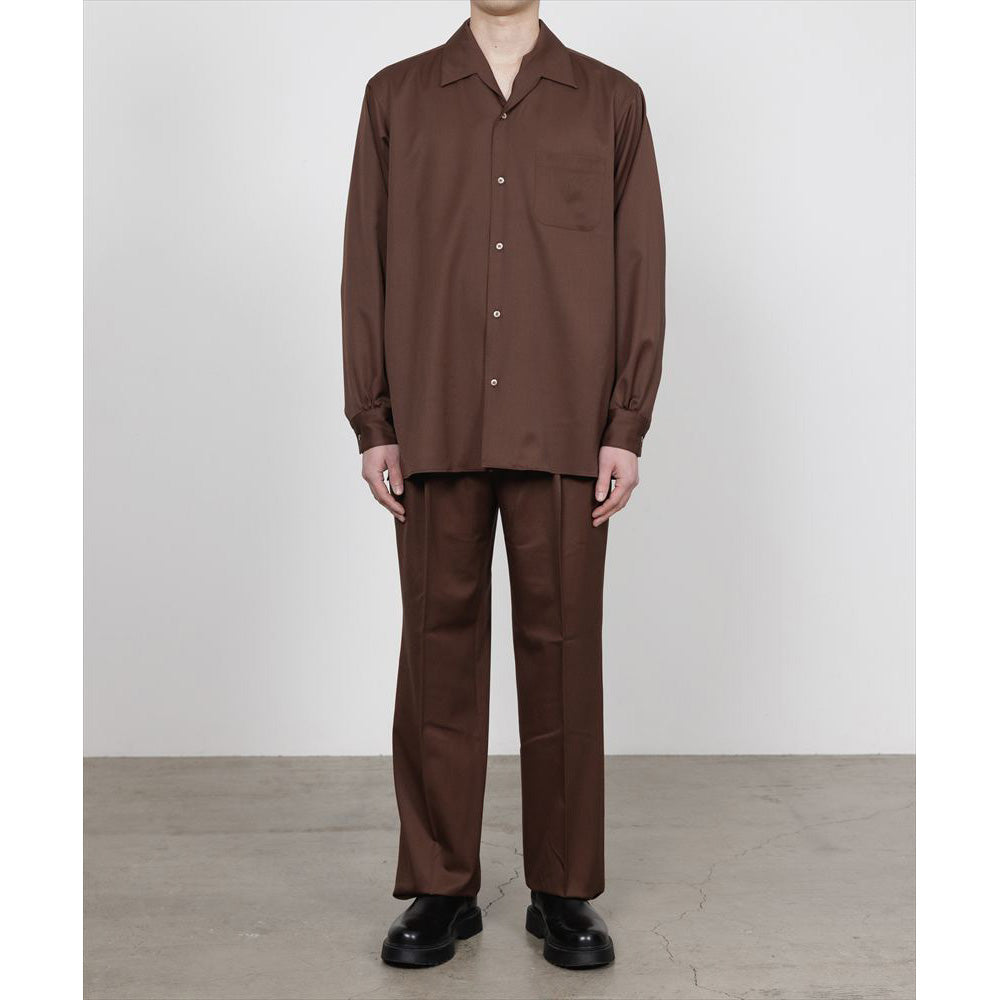 DOUBLE PLEATED STRAIGHT TROUSERS ORGANIC WOOL GABARDINE