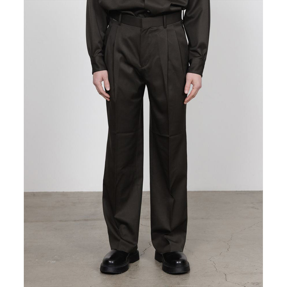 DOUBLE PLEATED STRAIGHT TROUSERS ORGANIC WOOL GABARDINE