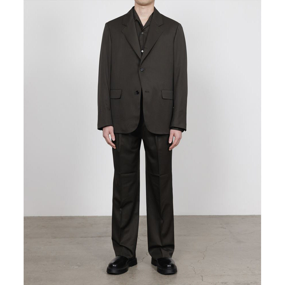 DOUBLE PLEATED STRAIGHT TROUSERS ORGANIC WOOL GABARDINE