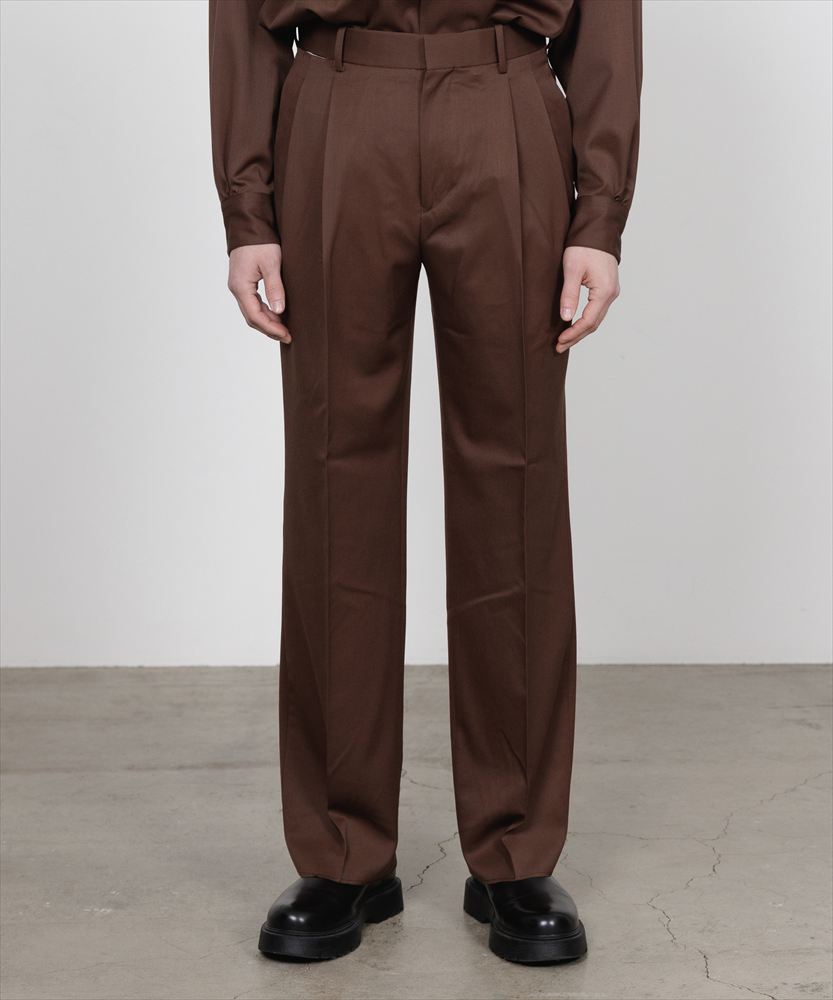 DOUBLE PLEATED STRAIGHT TROUSERS ORGANIC WOOL GABARDINE
