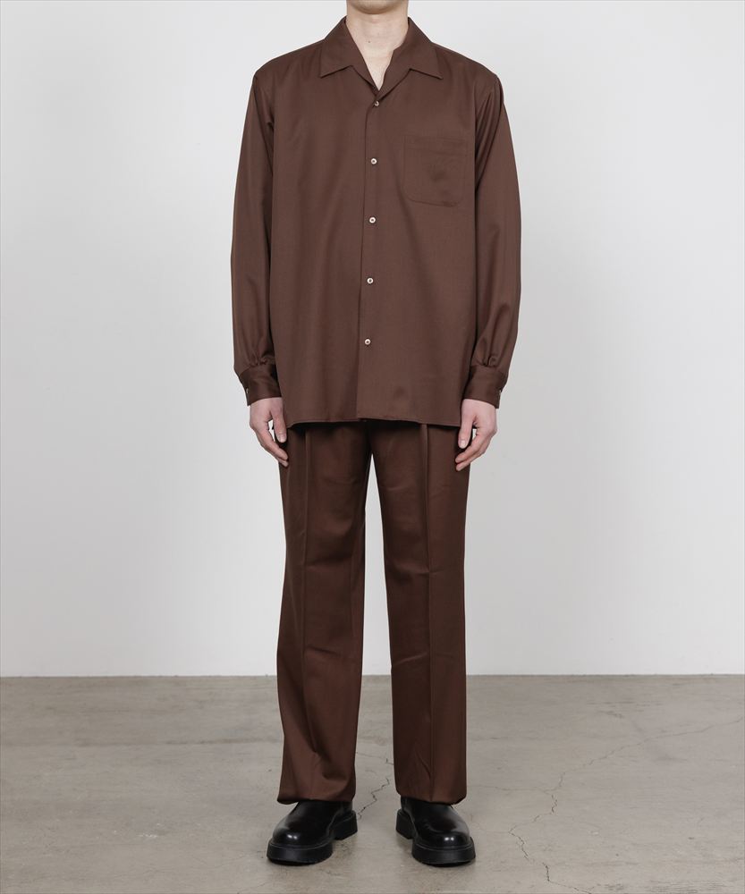 DOUBLE PLEATED STRAIGHT TROUSERS ORGANIC WOOL GABARDINE