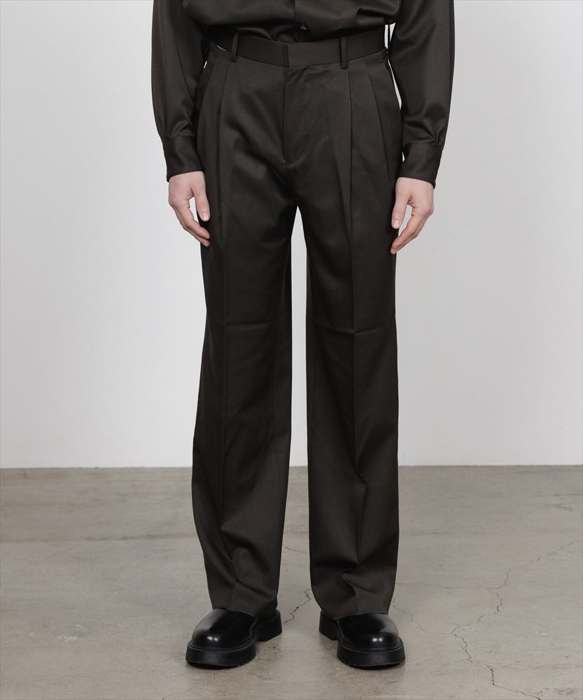 DOUBLE PLEATED STRAIGHT TROUSERS ORGANIC WOOL GABARDINE