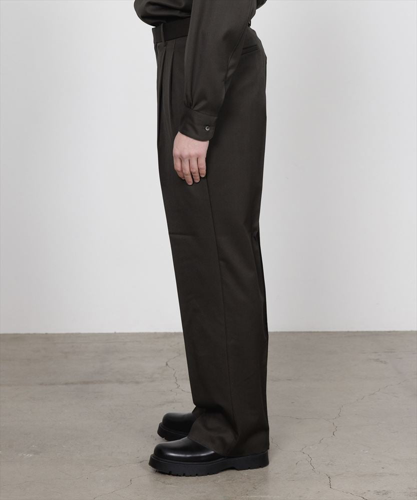 DOUBLE PLEATED STRAIGHT TROUSERS ORGANIC WOOL GABARDINE