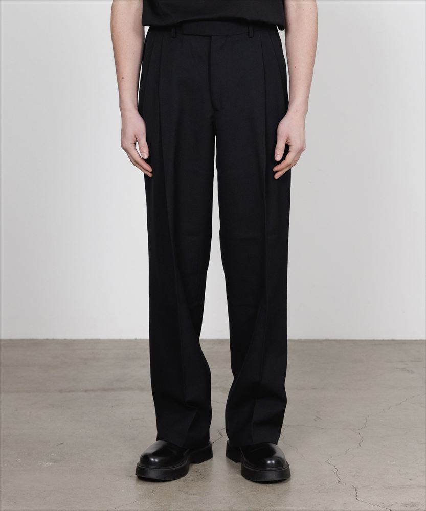 DOUBLE PLEATED SEMI EASY TROUSERS ORGANIC WOOL SURVIVAL CLOTH