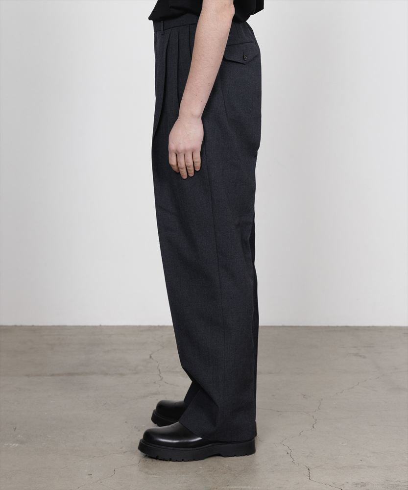 DOUBLE PLEATED SEMI EASY TROUSERS ORGANIC WOOL SURVIVAL CLOTH