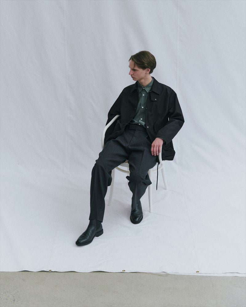 DOUBLE PLEATED SEMI EASY TROUSERS ORGANIC WOOL SURVIVAL CLOTH