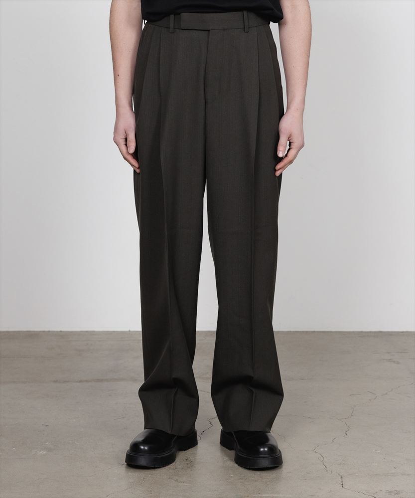 DOUBLE PLEATED SEMI EASY TROUSERS ORGANIC WOOL SURVIVAL CLOTH