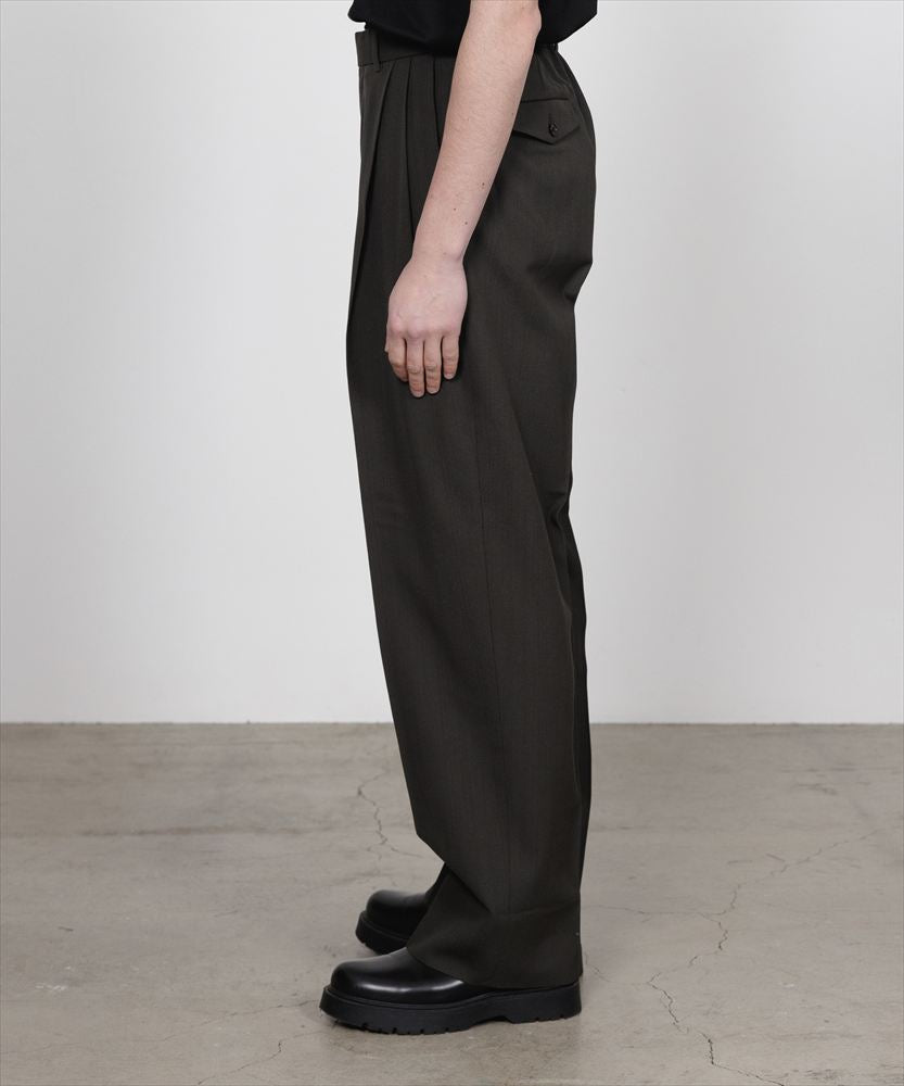 DOUBLE PLEATED SEMI EASY TROUSERS ORGANIC WOOL SURVIVAL CLOTH