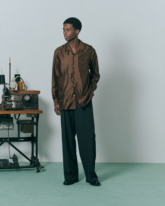  FLAT FRONT WIDE TROUSERS ORGANIC WOOL SURVIVAL CLOTH  