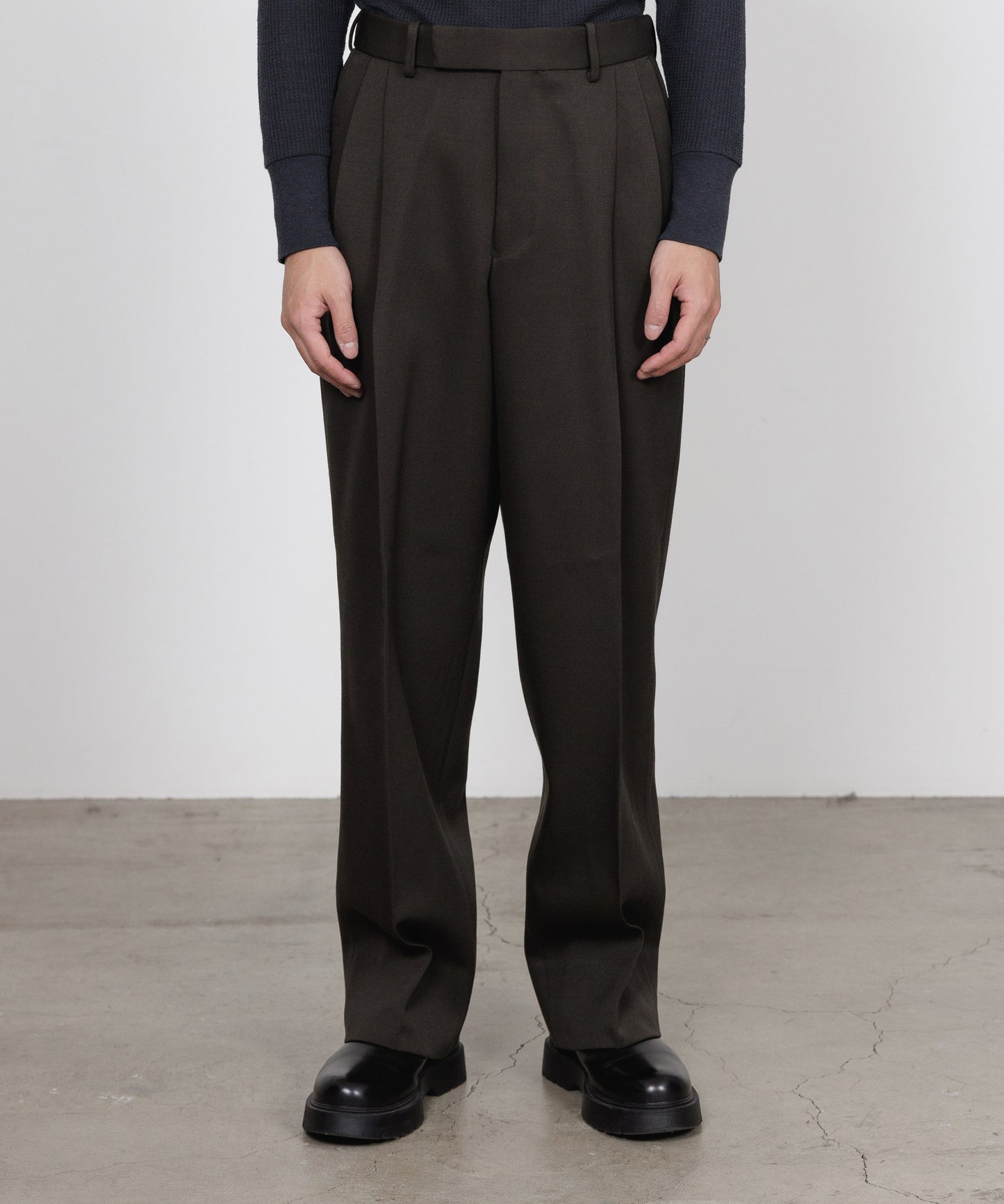 DOUBLE PLEATED SEMI EASY TROUSERS POLWARTH TUXEDO CLOTH