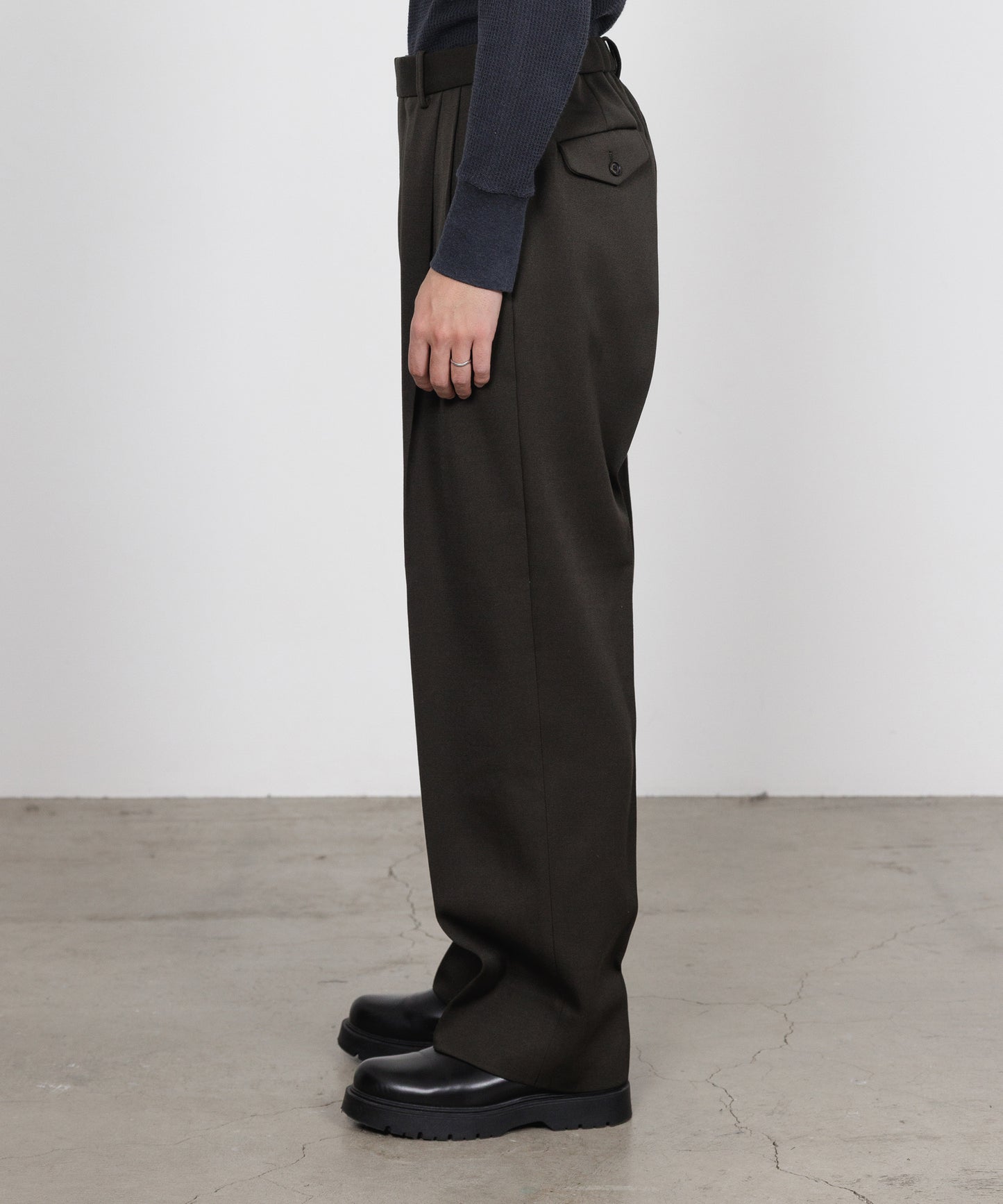 DOUBLE PLEATED SEMI EASY TROUSERS POLWARTH TUXEDO CLOTH