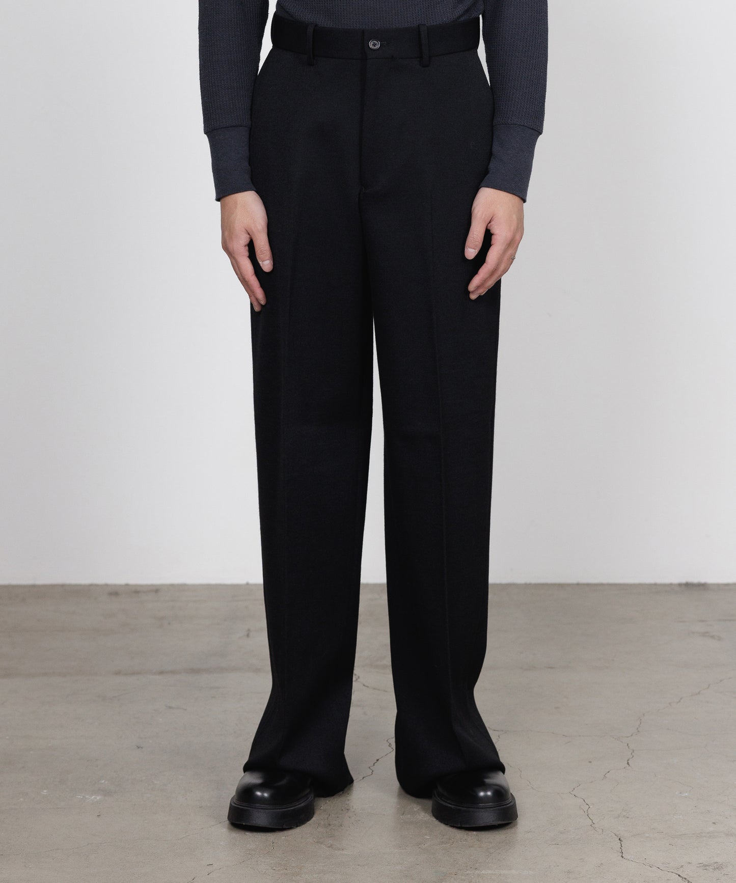 FLAT FRONT WIDE TROUSERS POLWARTH TUXEDO CLOTH