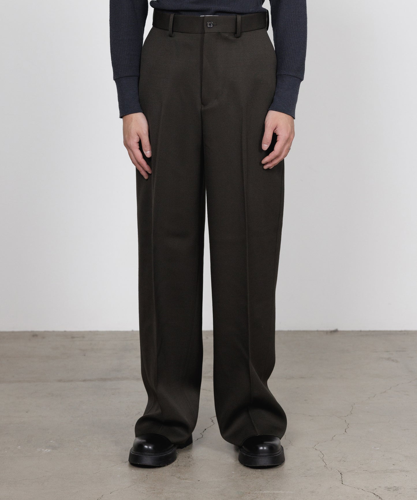 FLAT FRONT WIDE TROUSERS POLWARTH TUXEDO CLOTH