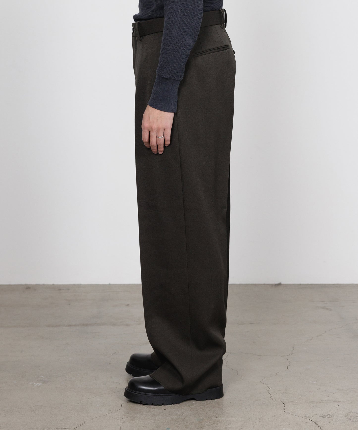 FLAT FRONT WIDE TROUSERS POLWARTH TUXEDO CLOTH