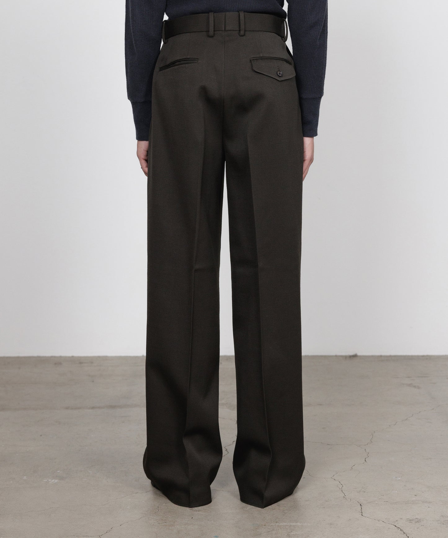 FLAT FRONT WIDE TROUSERS POLWARTH TUXEDO CLOTH