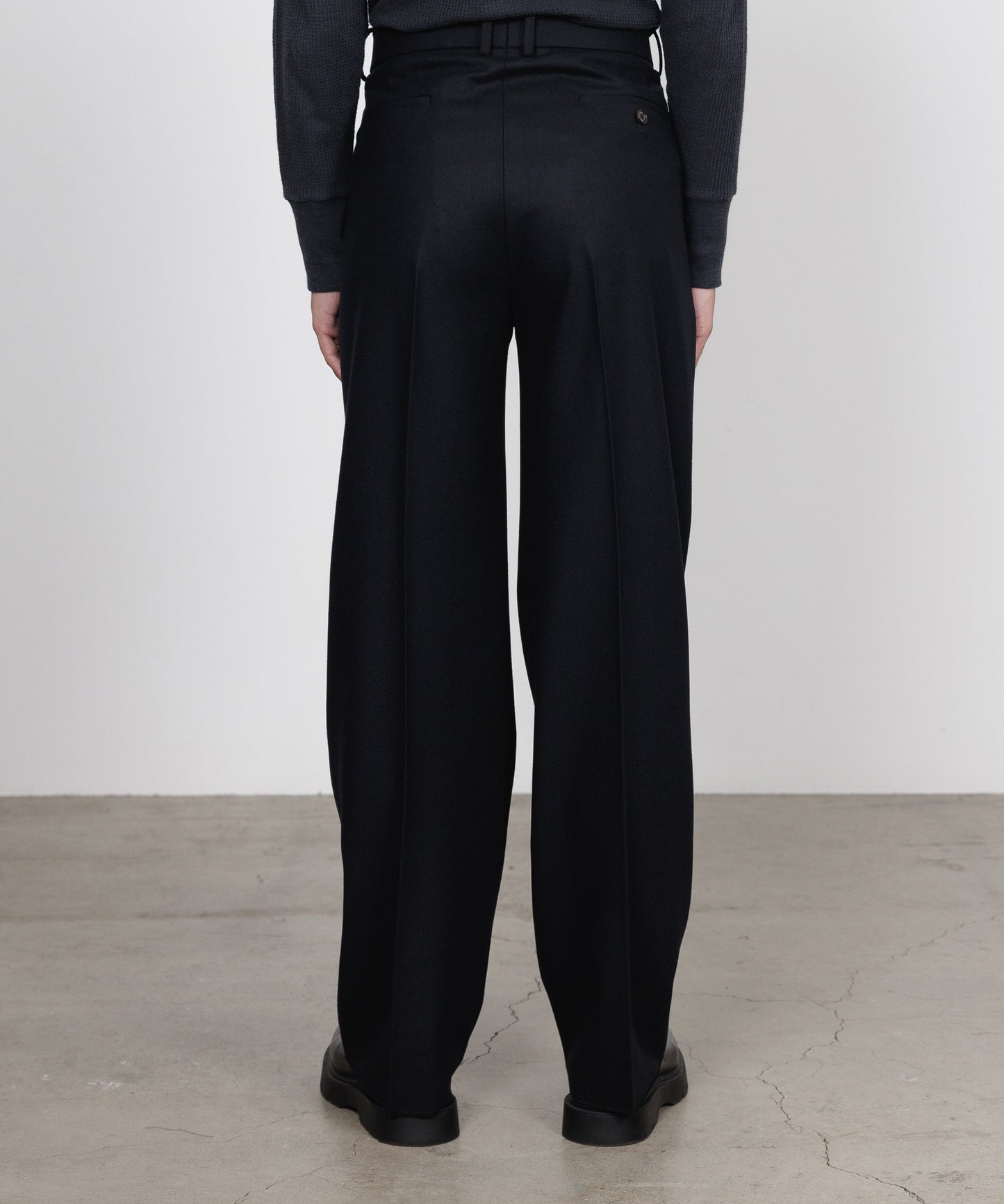 DOUBLE PLEATED STRAIGHT TROUSERS WOOL FLANNEL