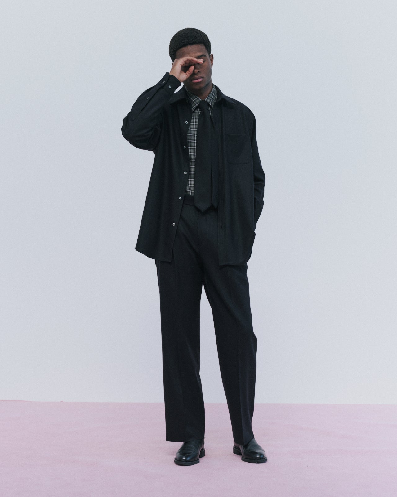 DOUBLE PLEATED STRAIGHT TROUSERS WOOL FLANNEL