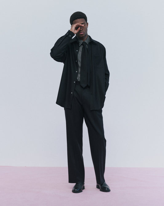  DOUBLE PLEATED STRAIGHT TROUSERS WOOL FLANNEL  