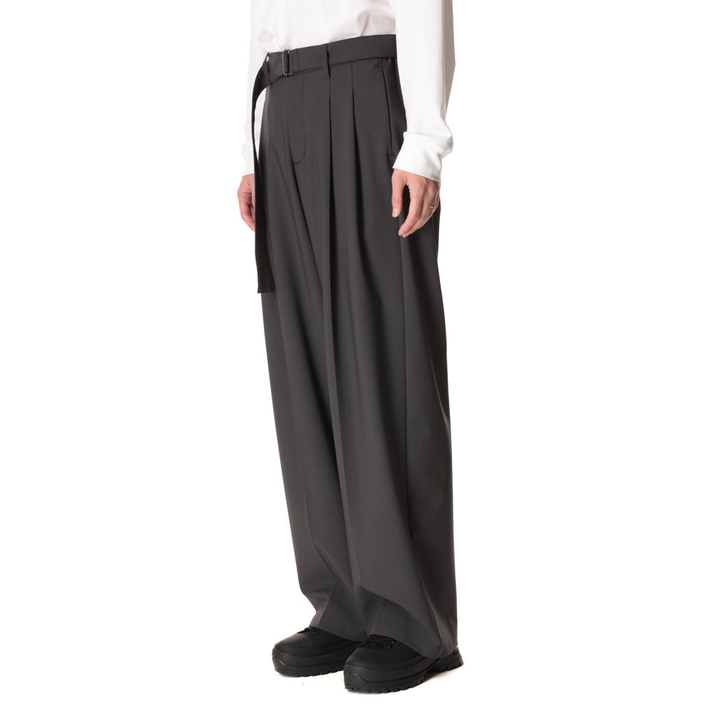 PE/RY STRETCH TROPICAL BELTED WIDE TROUSERS