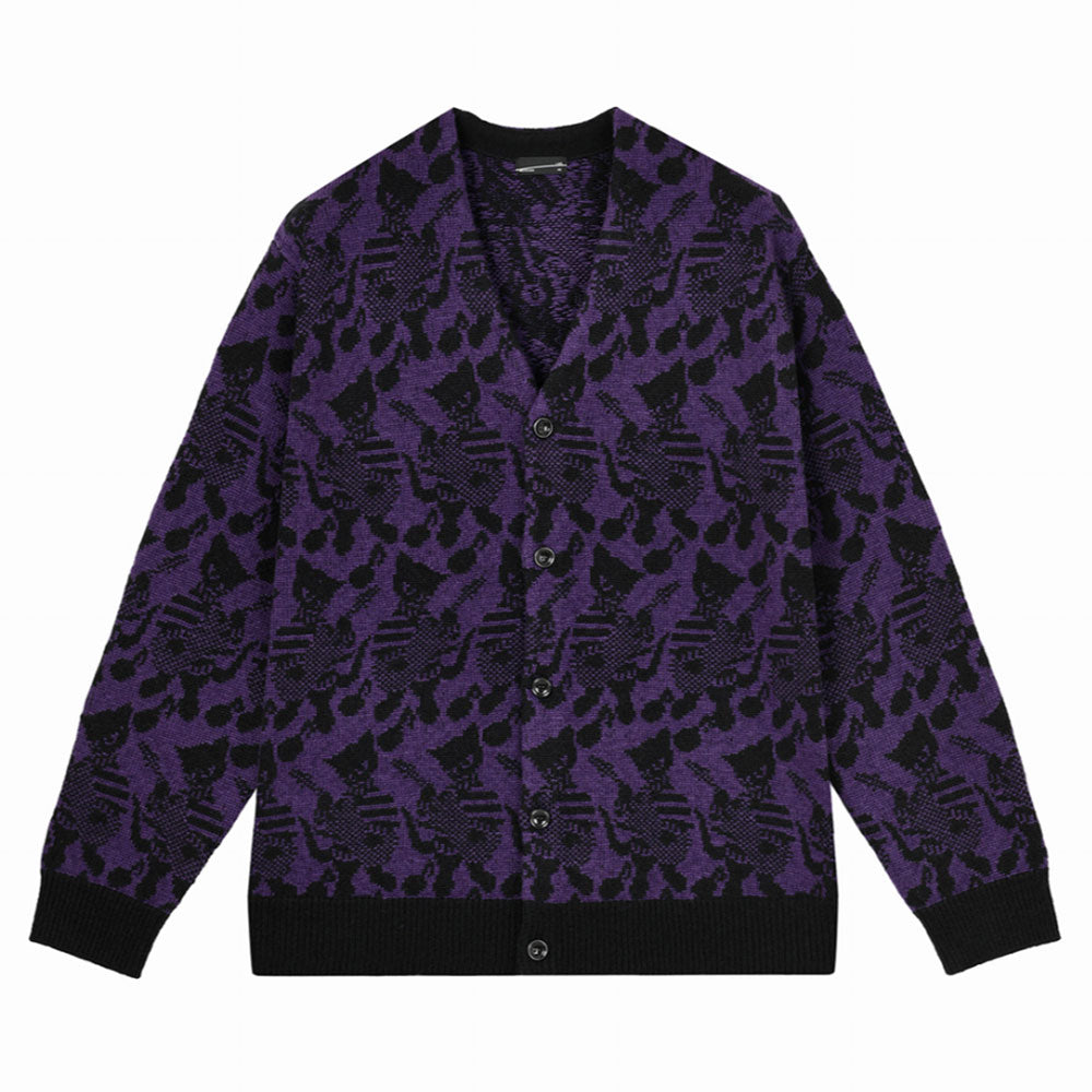 ACRYLIC/WOOL SJQ KNIT GUITAR CAT CARDIGAN