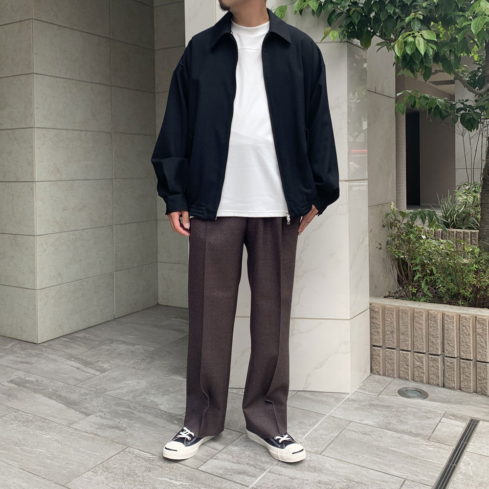 BASKET WEAVE 2-TUCK STRAIGHT SLACKS