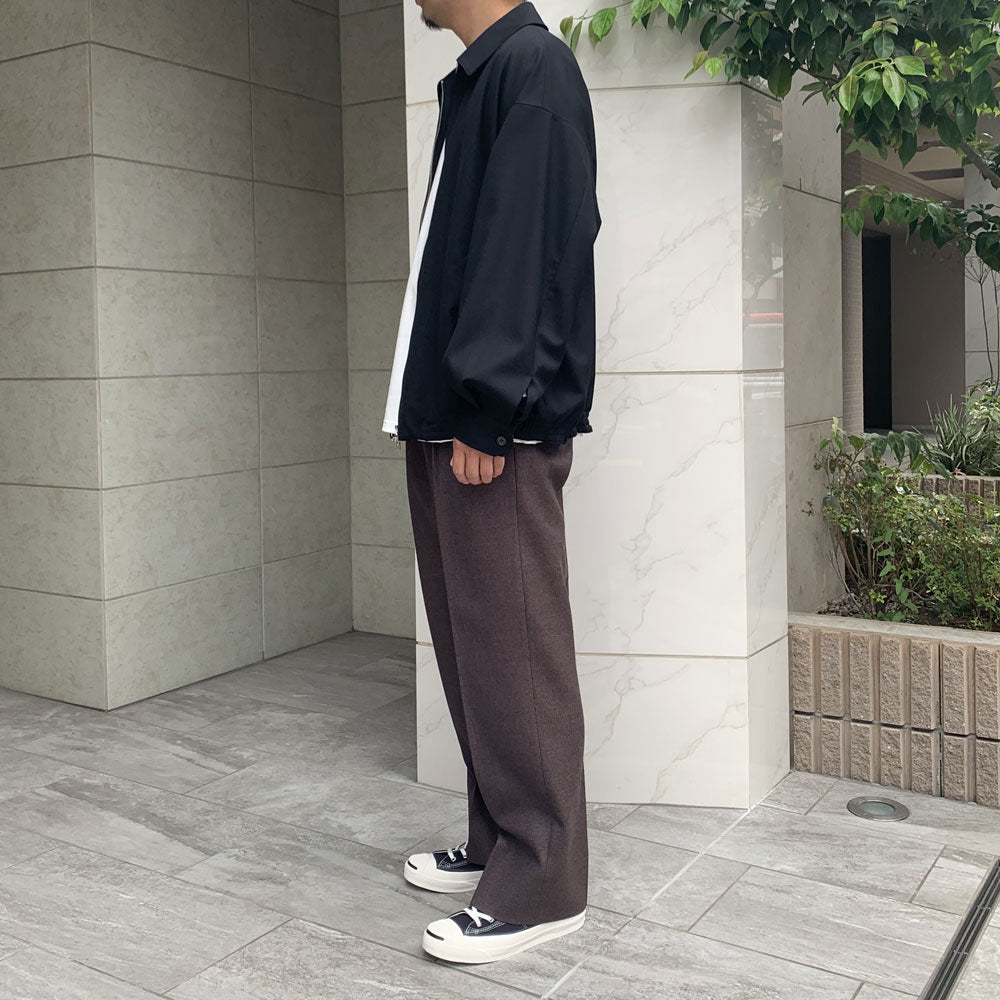 BASKET WEAVE 2-TUCK STRAIGHT SLACKS