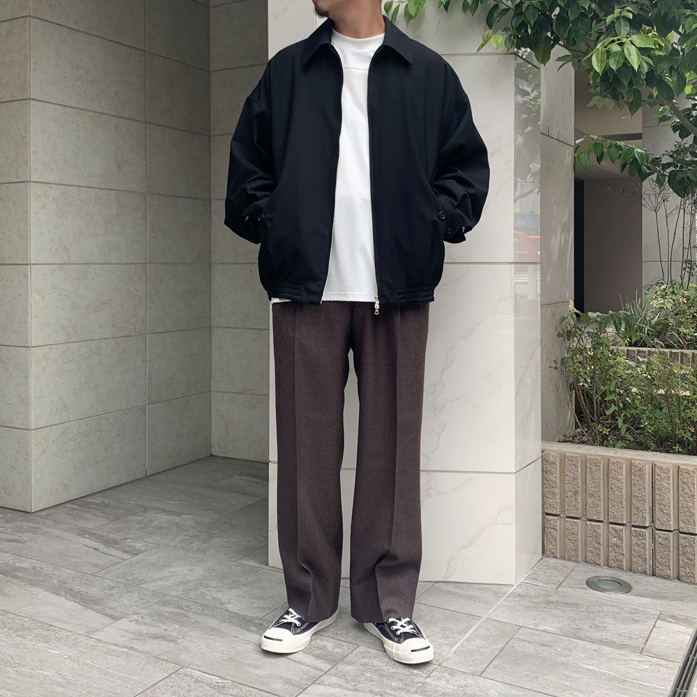 BASKET WEAVE 2-TUCK STRAIGHT SLACKS