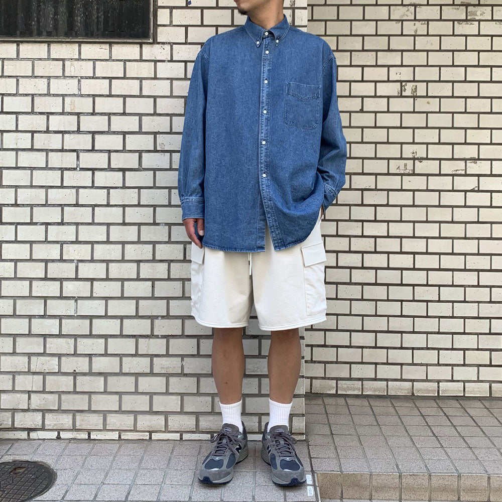 90S FIT UK HEAVY USED DENIM BUTTON DOWN SHIRT