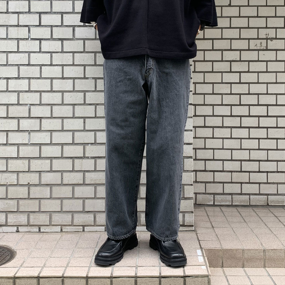 40s MIL BAGGY ZIPPED USED SHUTTLE DENIM TROUSERS