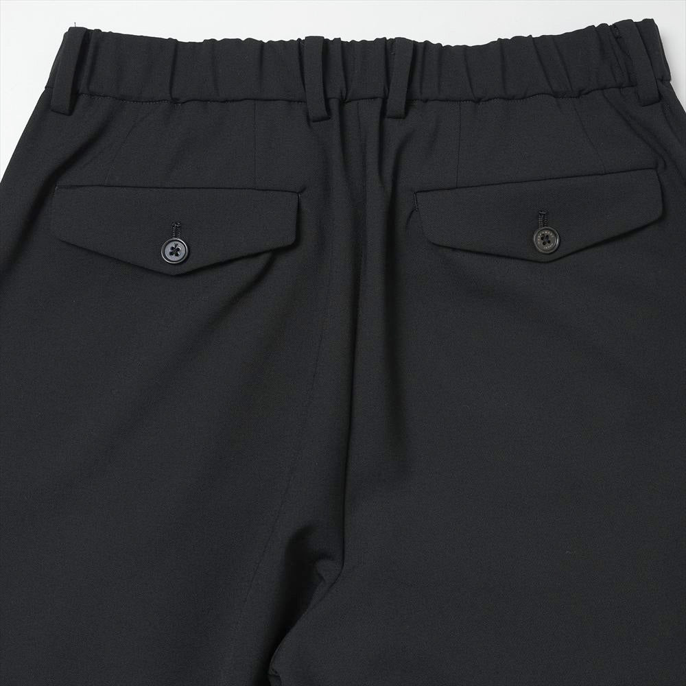 TRIPLE PLEATED WIDE TROUSERS ORGANIC WOOL SURVIVAL CLOTH TROPICAL