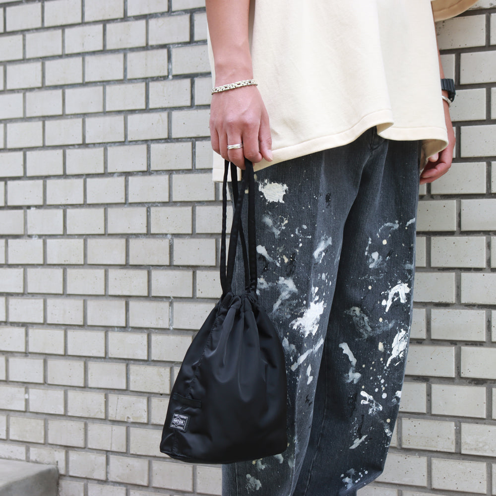 MILK PAINT USED BLACK DENIM 2-TUCK STRAIGHT SLACKS