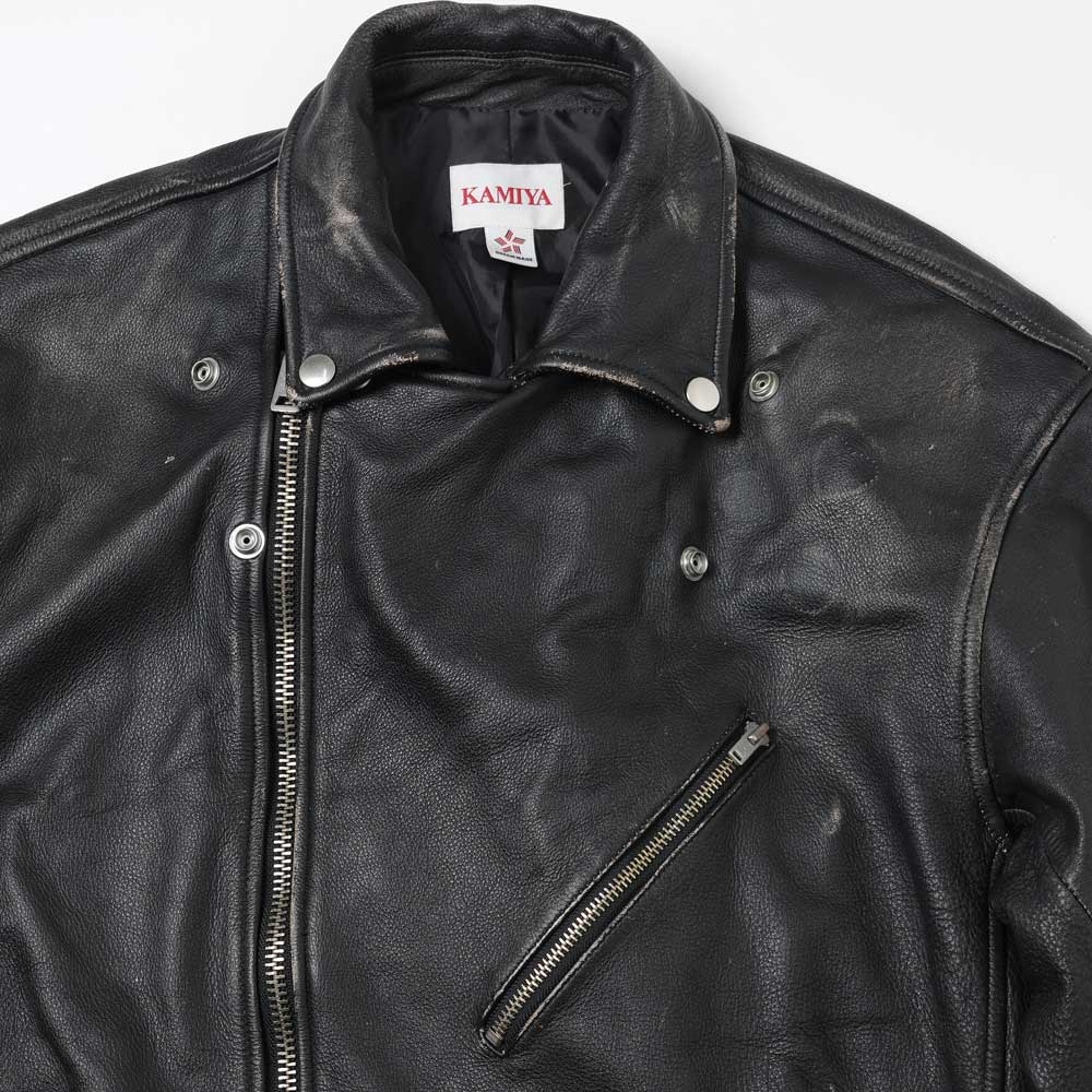 KAMIYA(カミヤ) - Distressed Leather Biker Jackt – Area