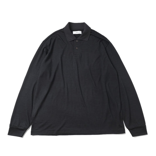  TWO BUTTON POLO L/S TEE WOOL SINGLE JERSEY WASHABLE  