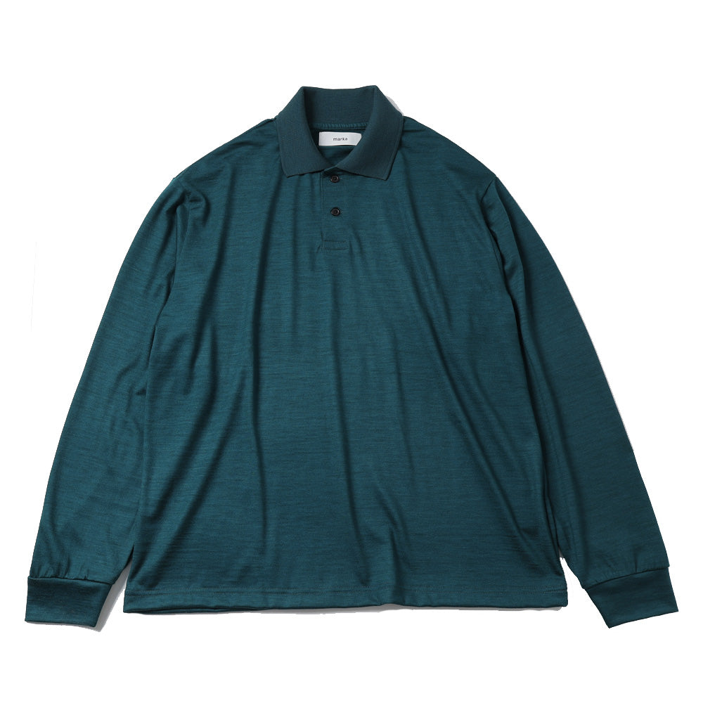 TWO BUTTON POLO L/S TEE WOOL SINGLE JERSEY WASHABLE