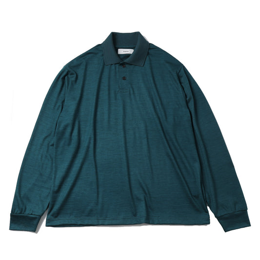  TWO BUTTON POLO L/S TEE WOOL SINGLE JERSEY WASHABLE  