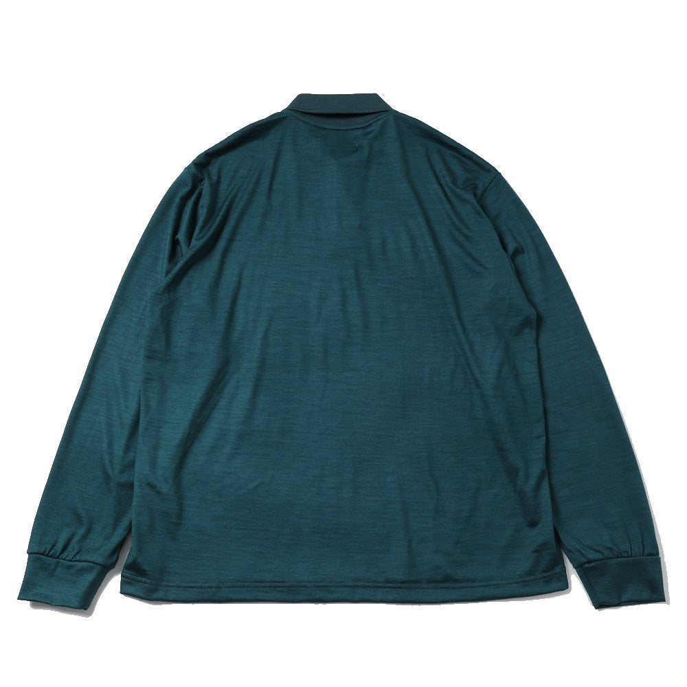 TWO BUTTON POLO L/S TEE WOOL SINGLE JERSEY WASHABLE